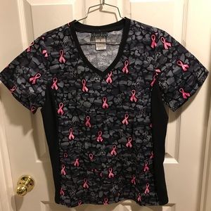 Cherokee Breast Cancer Scrub Top. Size; S